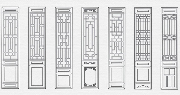 新抚常用中式仿古花窗图案隔断设计图